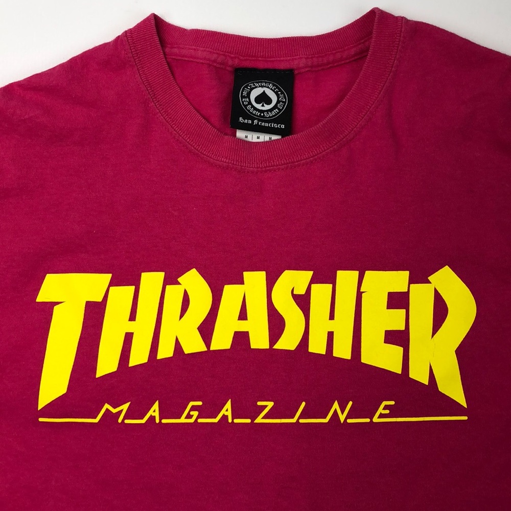 Thrasher t shirt pink and yellow size m
